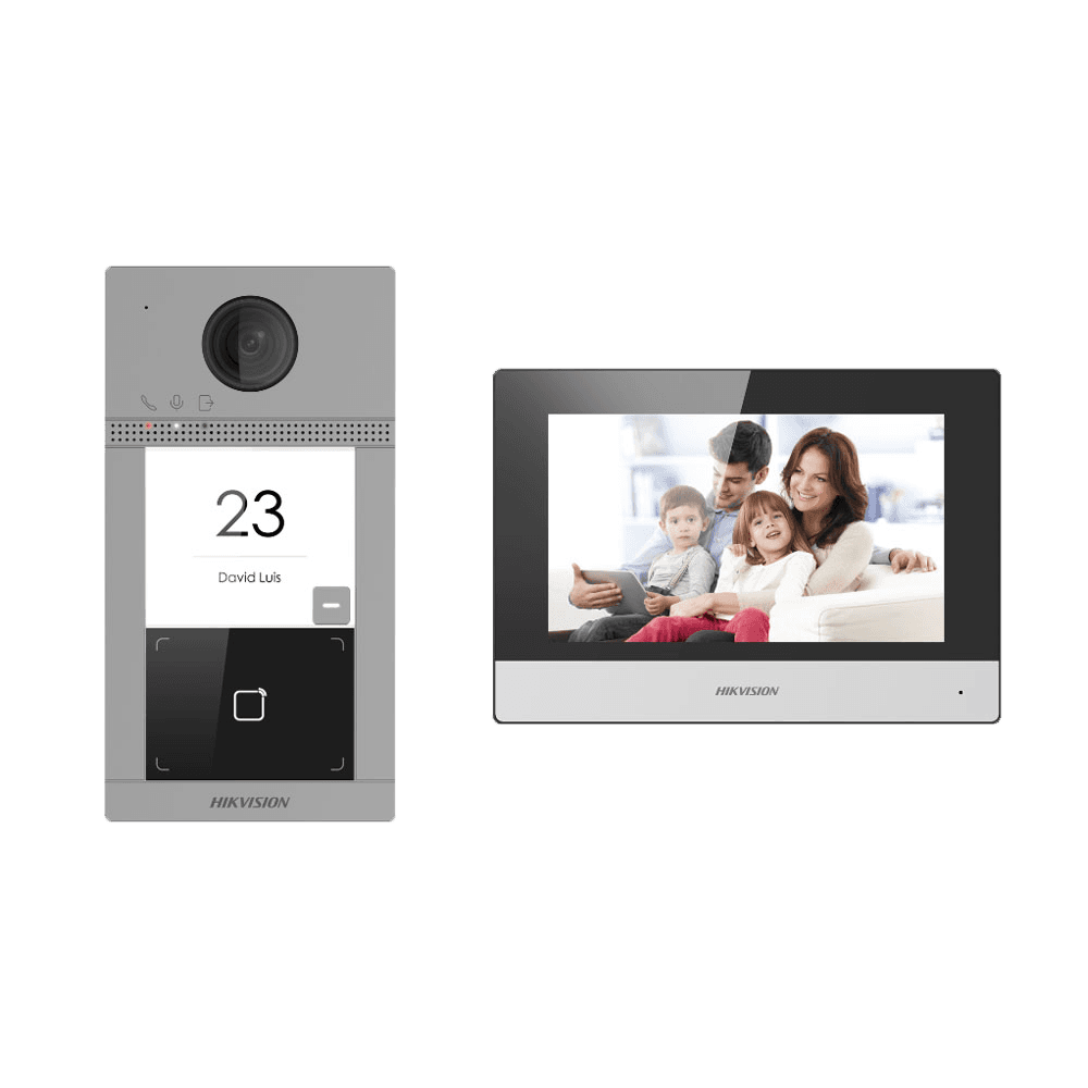 Kit de Videoporteiro HIKVISION DS-KIS604-P(C) (Ecrã tátil de 7” - IP/Wi-Fi - Preto e Prateado)