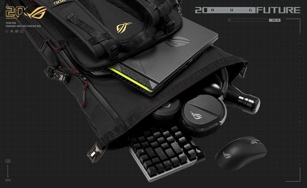 Mochila ASUS ROG SLASH Backpack Edition 20 BP3802 (26 L - Poliéster, Couro PU - 45,7 cm - Preto) — miniatura 16