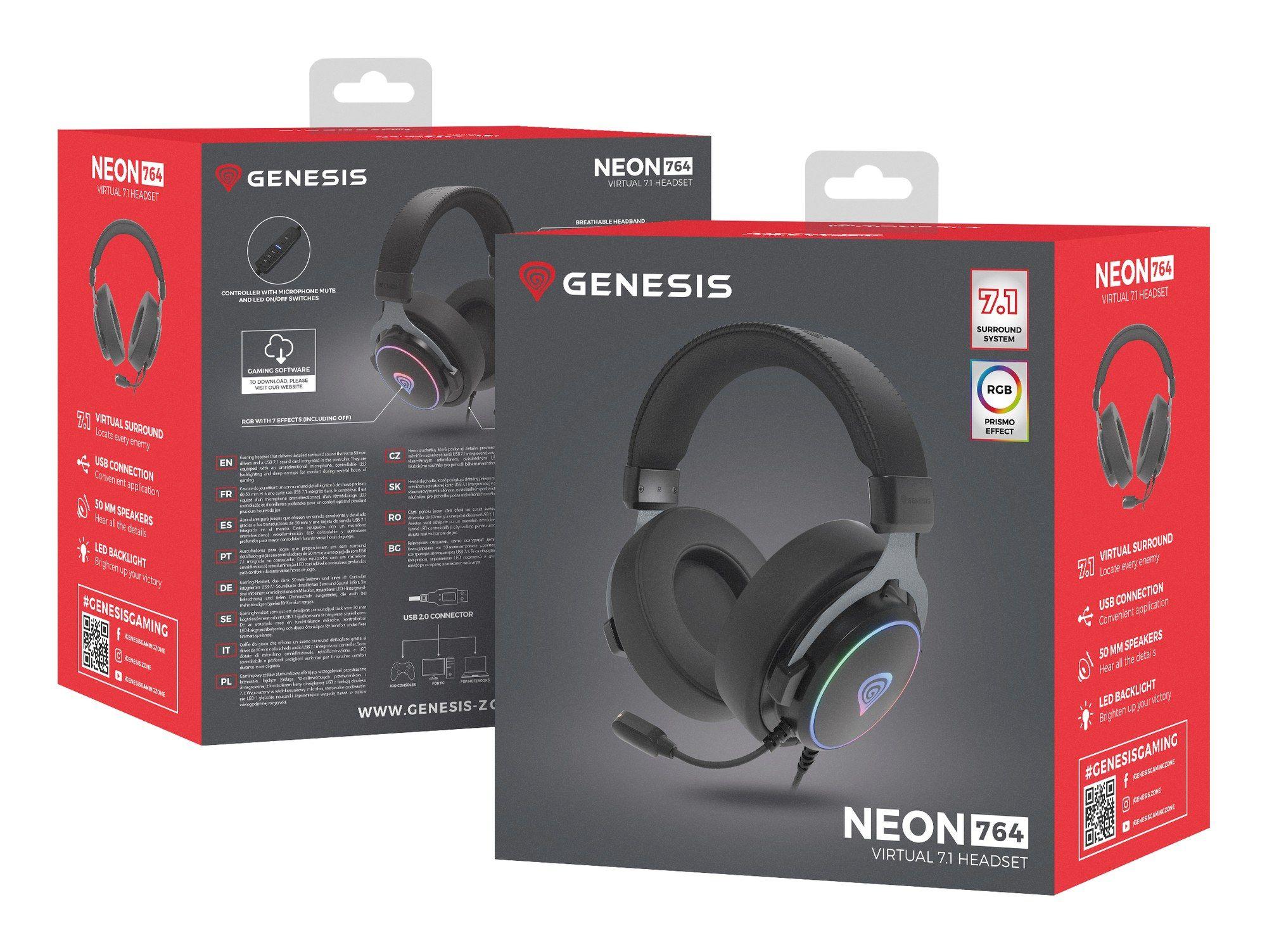 Headset Gaming GENESIS Neon 764 (Binaural - Com fios - Circum-aural - Preto), miniatura 8