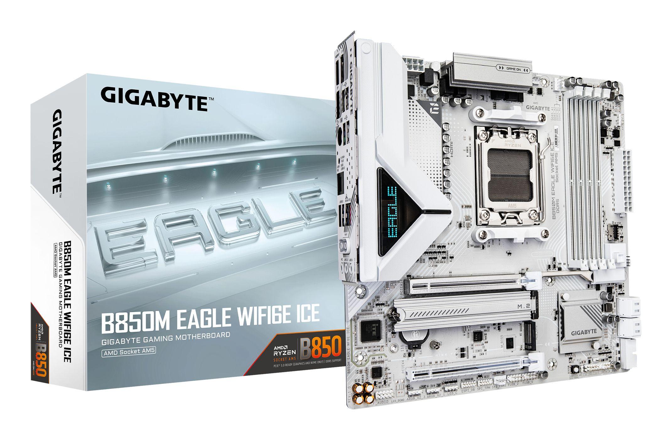 Motherboard GIGABYTE B850M EAGLE WIFI6E ICE (AM5 - micro ATX - Duplo canal - Branco)