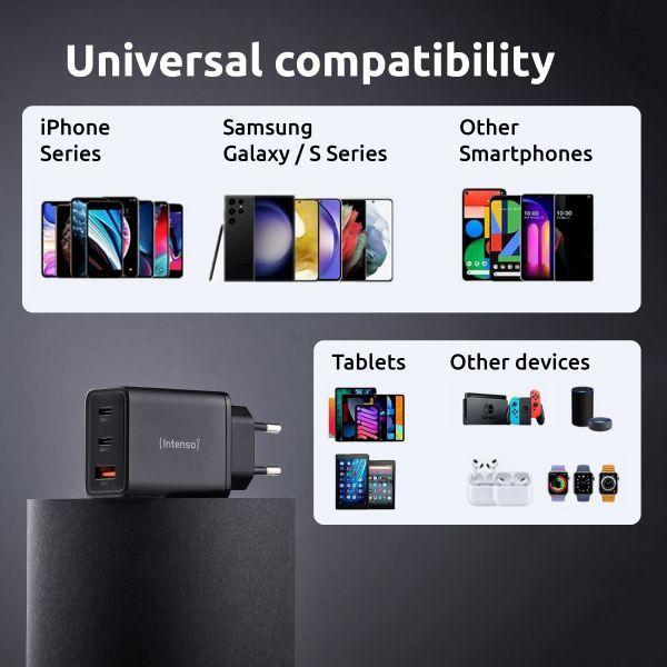 Carregador de Parede INTENSO W65ACC (Universal - Tipo C - Preto) — miniatura 3