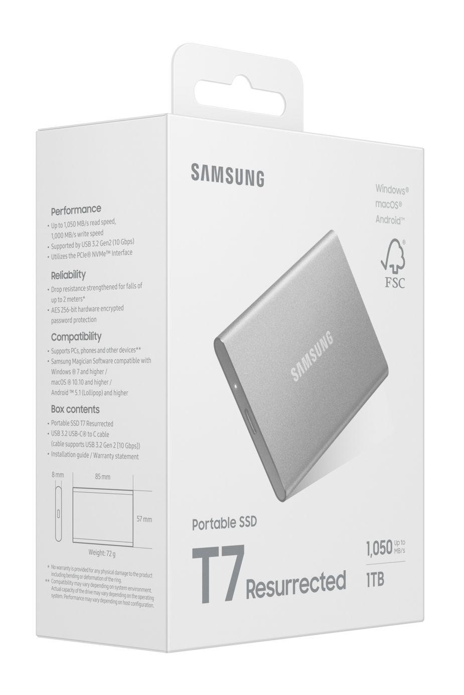SSD Externo SAMSUNG Portable SSD T7 Resurrected (1 TB - USB 3.2 Gen 2 - NVMe - Prateado) — miniatura 9
