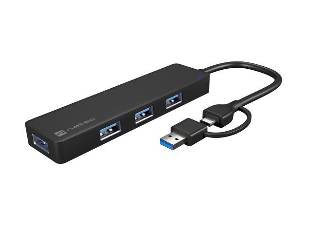 Hub USB-C NATEC Mayfly (Portas USB-C e USB-A - Preto)