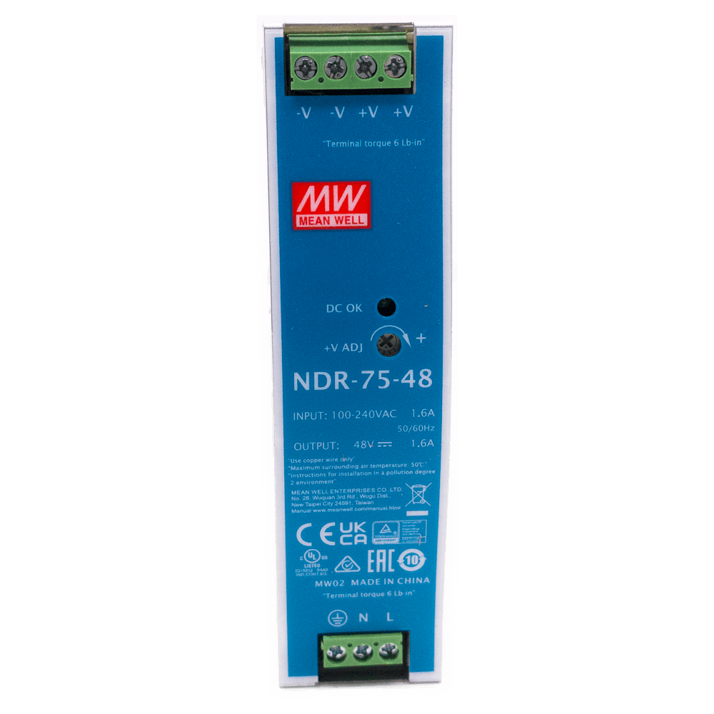 Fonte de Alimentação Industrial MEAN WELL NDR-75-48 (75W nominal, até 76,8W)