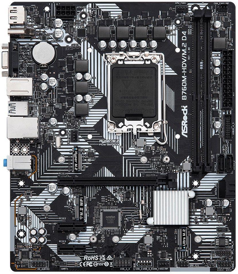 Motherboard ASROCK B760M-HDV/M.2 D4 (LGA 1700 - Micro ATX - Duplo canal - Preto e Prateado), miniatura 2
