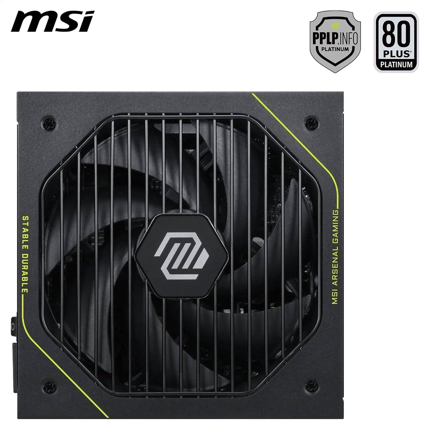 Fonte de Alimentação MSI MAG A1000PLS PCIE5 (ATX - 1000 W - 80 PLUS Titanium - Preto), miniatura 4