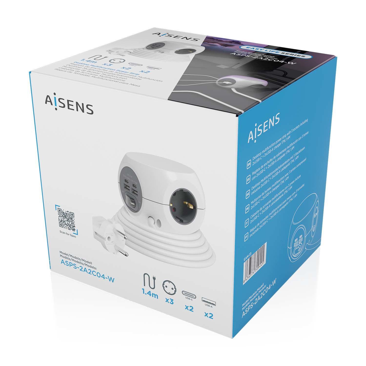 Extensão Elétrica AISENS ASPS-2A2C04-W (Cobre - Branco) — miniatura 5
