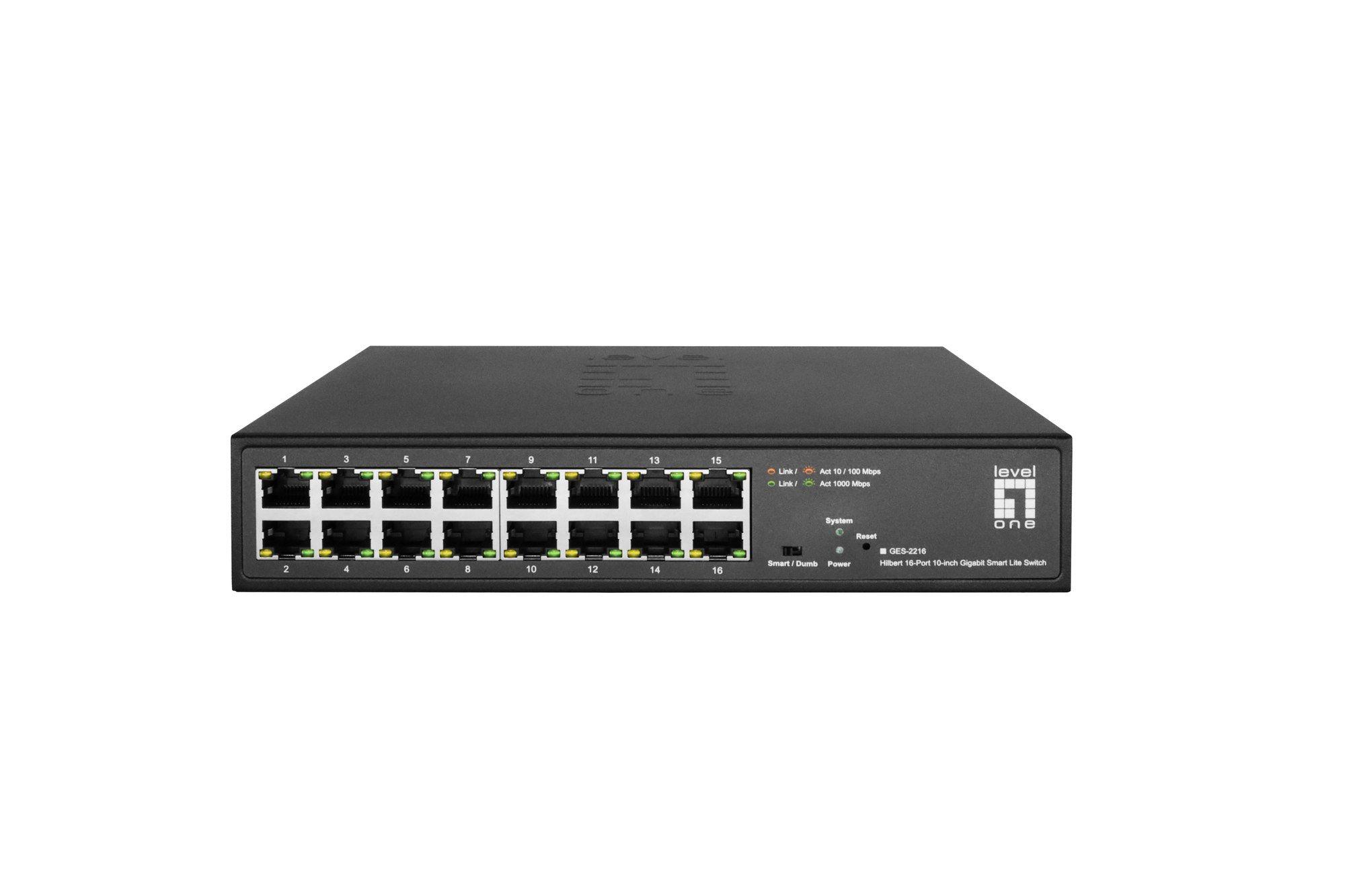 Switch LEVELONE GES-2216 (Gigabit Ethernet - 4,1 MB - 32 Gbit/s - Preto)