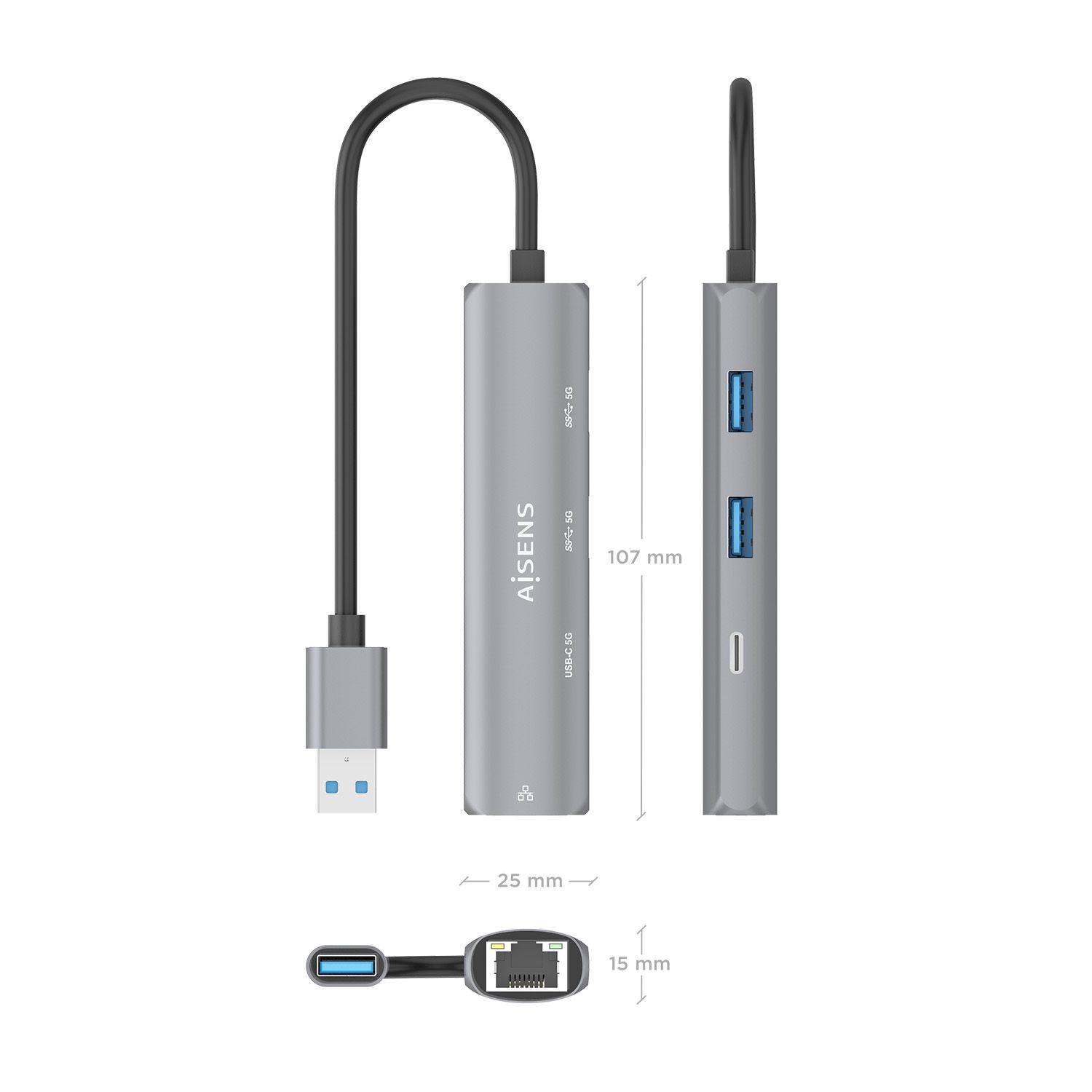 Estação de Acoplamento USB AISENS ASUC-4P035-GR (0,15 m - Cinzento) — miniatura 4