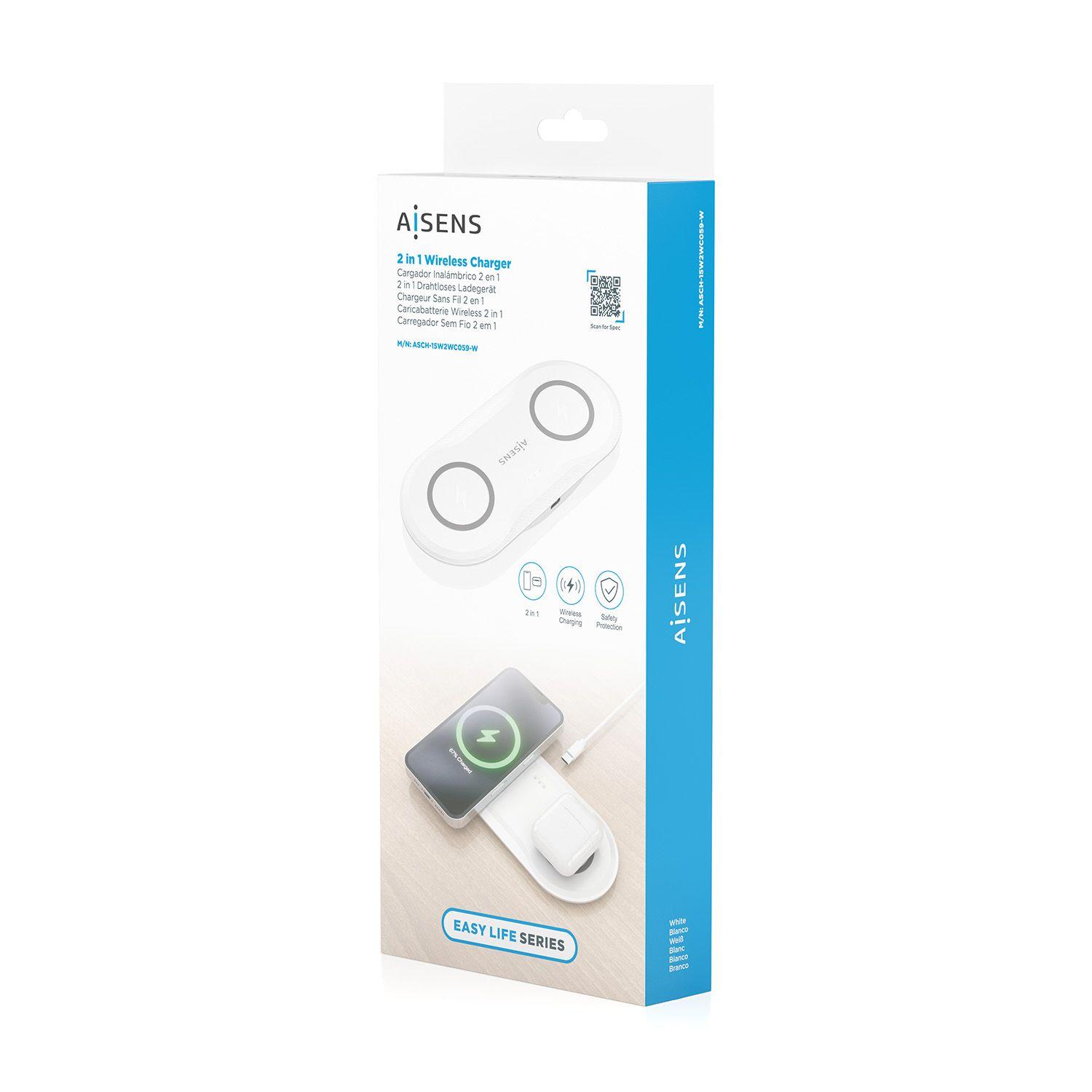 Carregador Sem Fios AISENS ASCH-15W2WC059-W (Auscultadores, Smartphone - Qi - Branco), miniatura 8