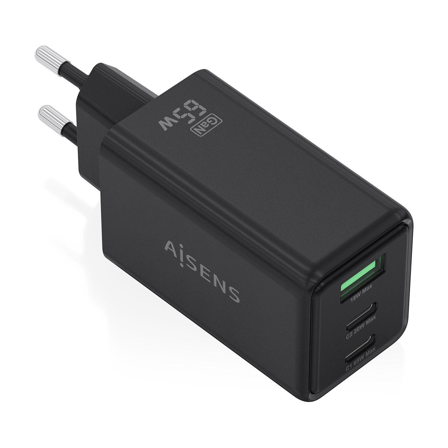 Carregador AISENS ASCH-65W3P073-BK (65 W - 45 W - Preto)