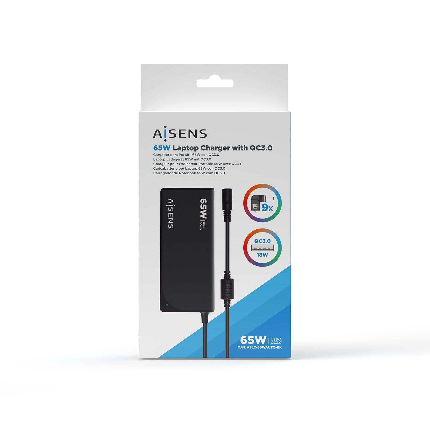 Carregador Universal de Portátil AISENS ASLC-65WAUTO-BK (65 W - 3,5 A - 18.5-20 V - Preto), miniatura 6