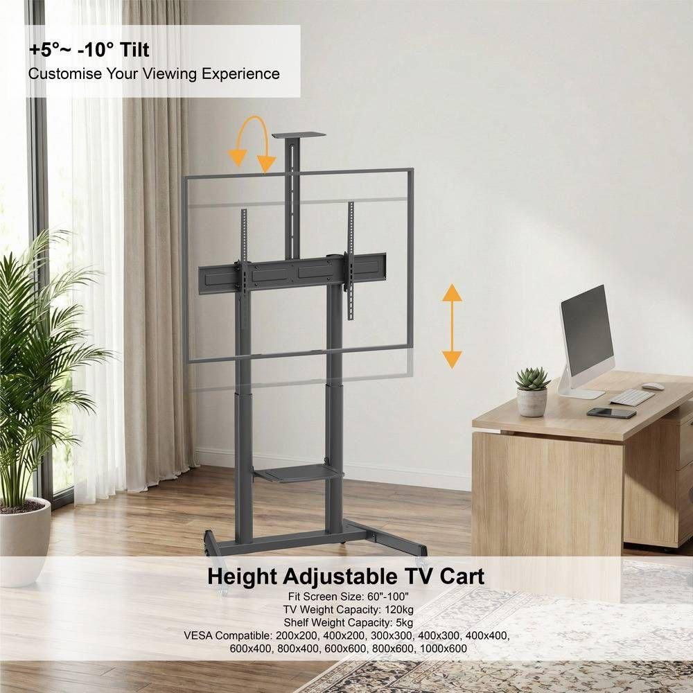 Suporte de Chão para TV GEMBIRD TVS-100T-03 (Até 1000 x 600 mm - 60" a 100" - 120 kg - Preto), miniatura 3