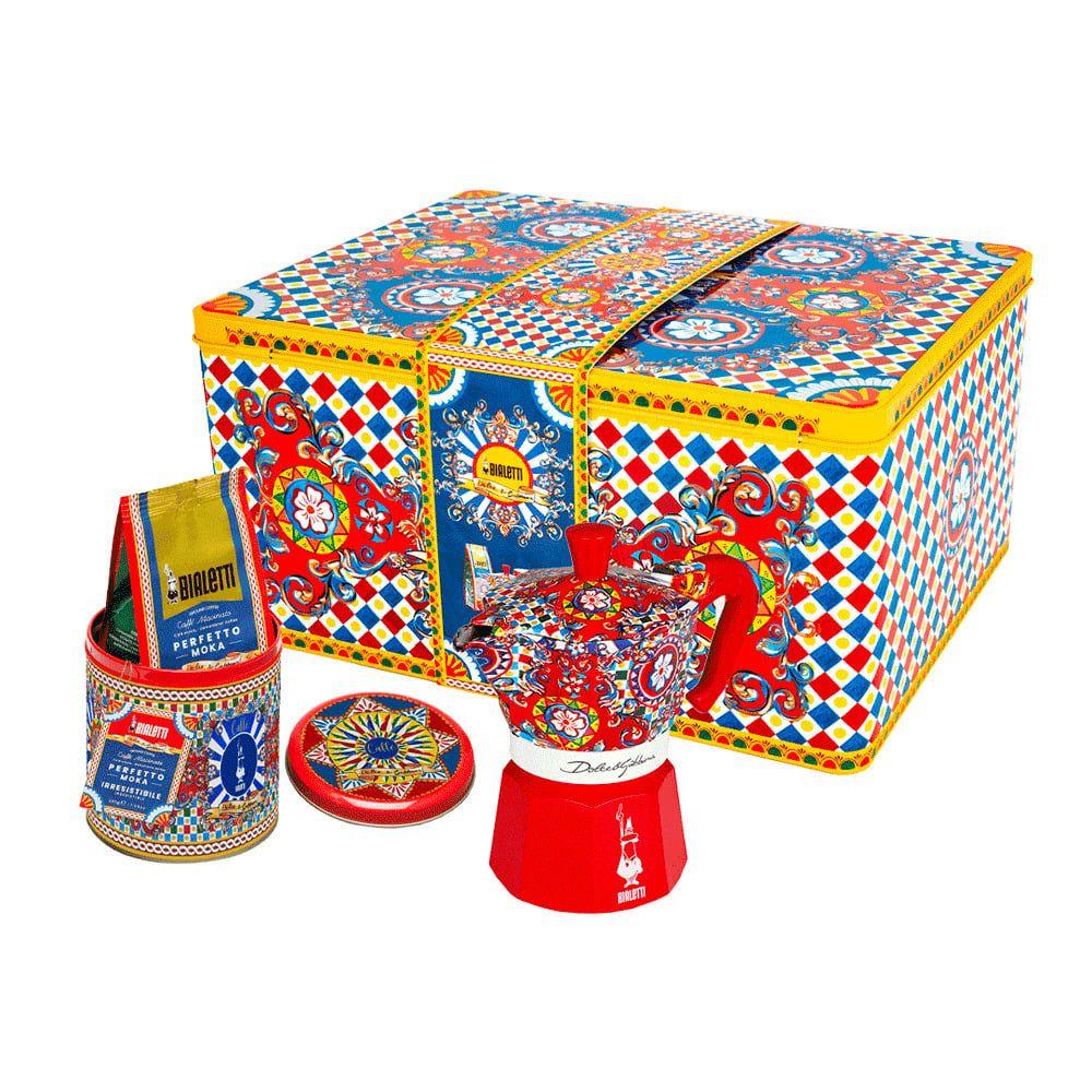 Cafeteira Italiana BIALETTI Moka Express Dolce&Gabbana (Azul/Vermelho/Branco)