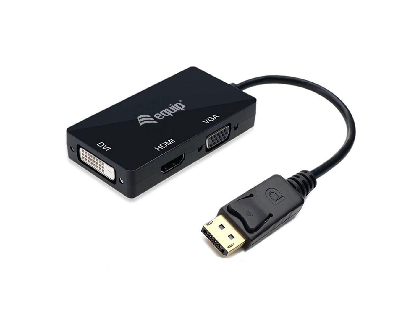 Adaptador de Vídeo Multiporta EQUIP 133441 (0,24 m - DVI-D + VGA - Preto)