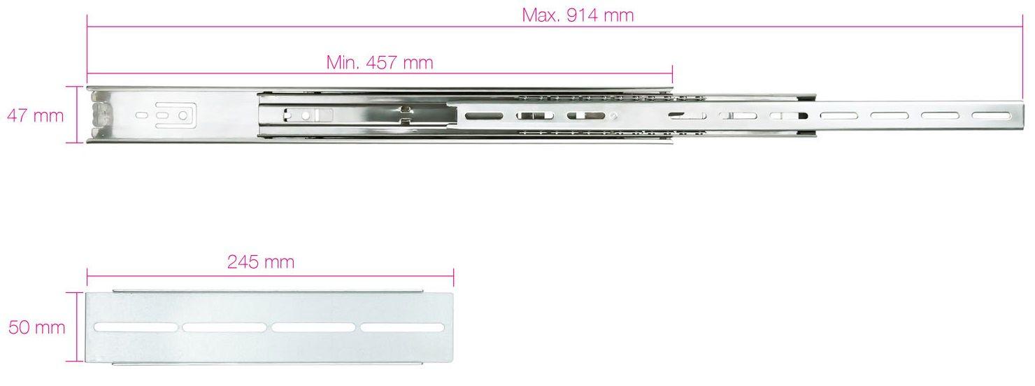 Guias Telescópicas para Bastidor Rack NANO CABLE 10.21.4218 (19" - 457–914 mm - Prateado) — miniatura 3