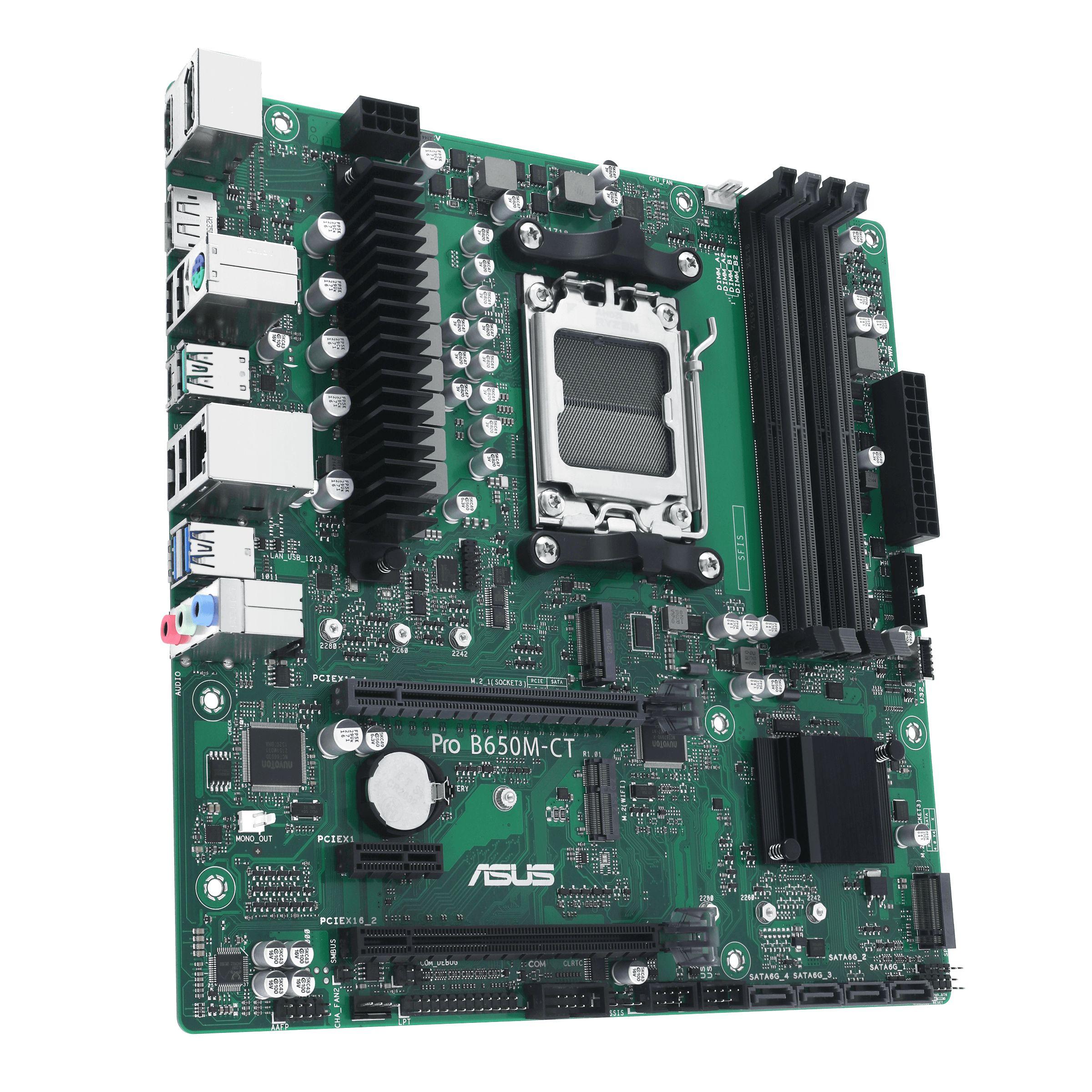 Motherboard ASUS PRO B650M-CT-CSM (AM5 - AMD Ryzen 7000 Series - micro ATX - Preto e Verde), miniatura 3