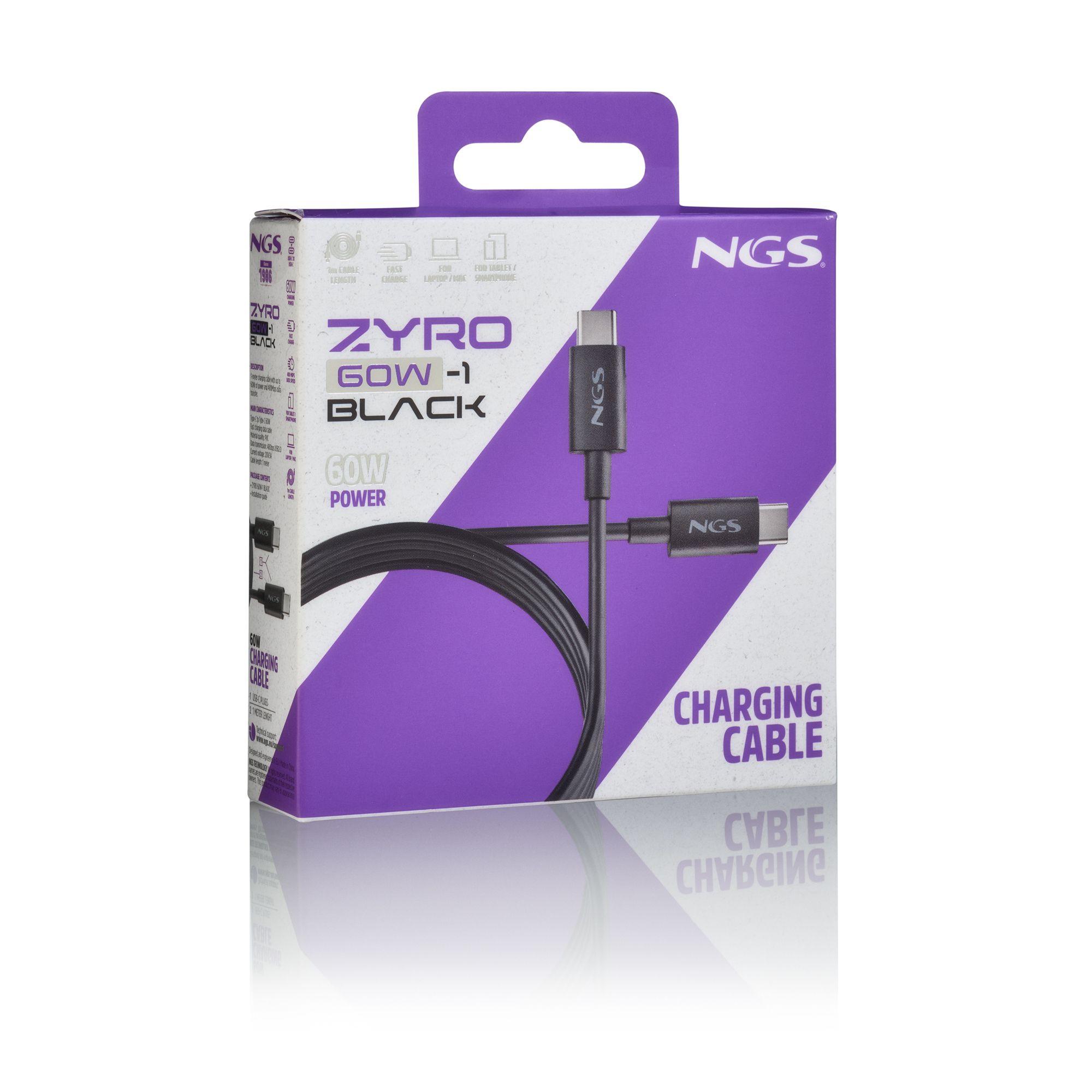 Cabo USB-C NGS ZYRO 60W-1 (1 m - USB C - Preto) — miniatura 5