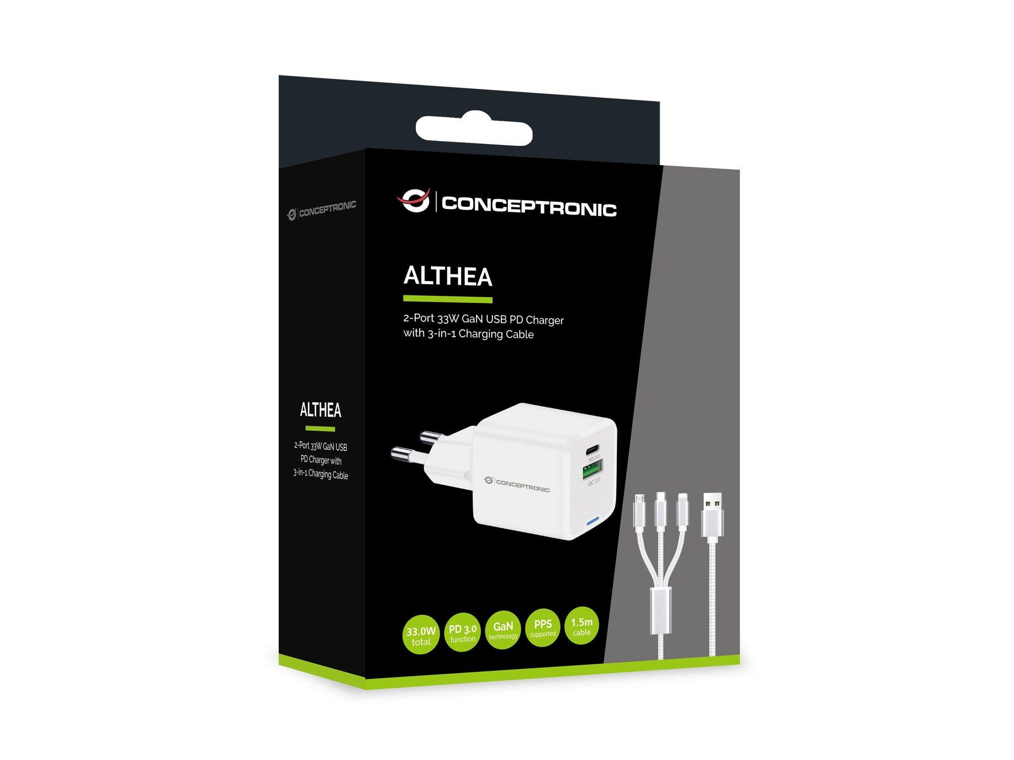 Carregador de Parede CONCEPTRONIC ALTHEA16W (USB - AC - Branco), miniatura 3