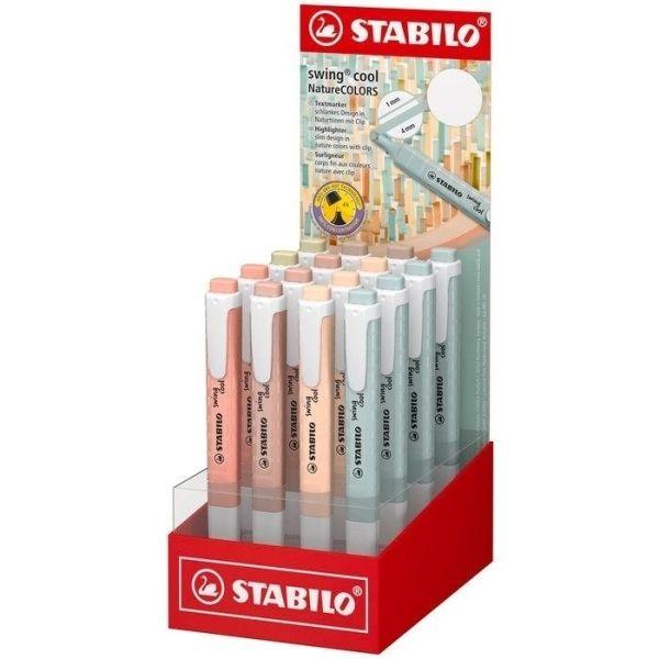 Expositor de Marcadores Fluorescentes STABILO Swing Cool Naturecolors (Cores Sortidas)