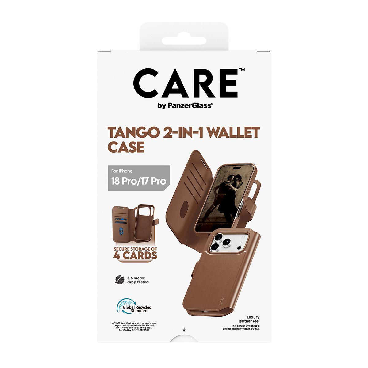 Capa para Telemóvel PANZERGLASS CARE Tango 2-in-1 Wallet Case (Castanho), miniatura 3