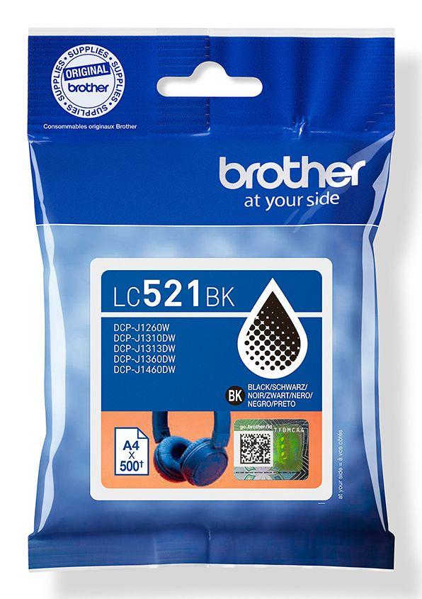 Tinteiro BROTHER LC521BK (500 páginas - Preto)