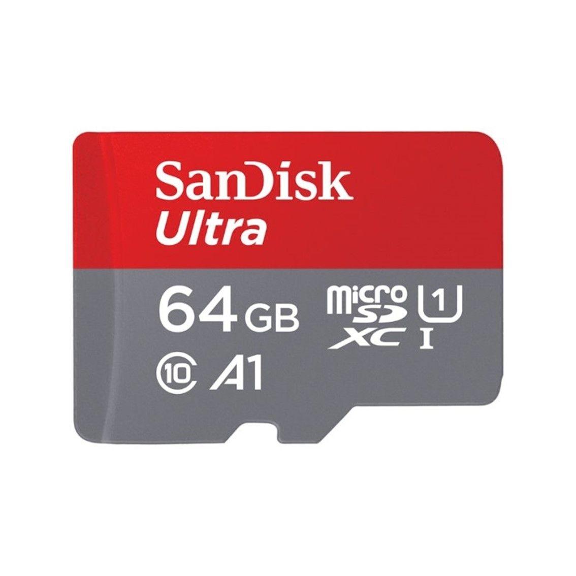Cartão de Memória SANDISK Ultra SDSQUAB-064G-GN6MA (64GB - Até 140 MB/s - Cinzento e Vermelho)
