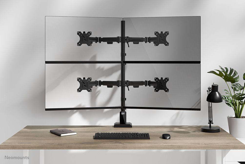Suporte de Secretária Quadruplo para Monitores NEOMOUNTS DS60-600BL2-2 (10–32" - VESA 75 x 75/100 x 100 mm - Preto), miniatura 14
