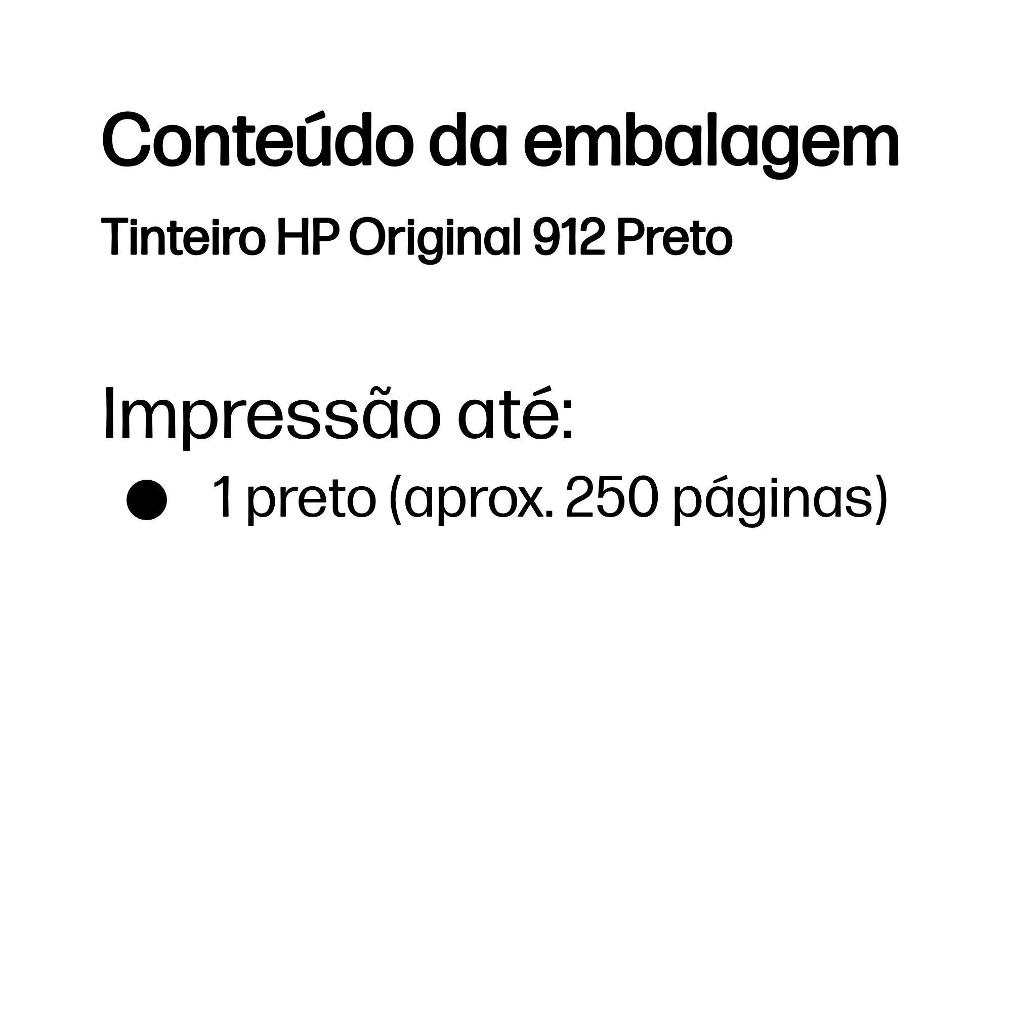 Tinteiro HP 912 (250 páginas - Preto), miniatura 3