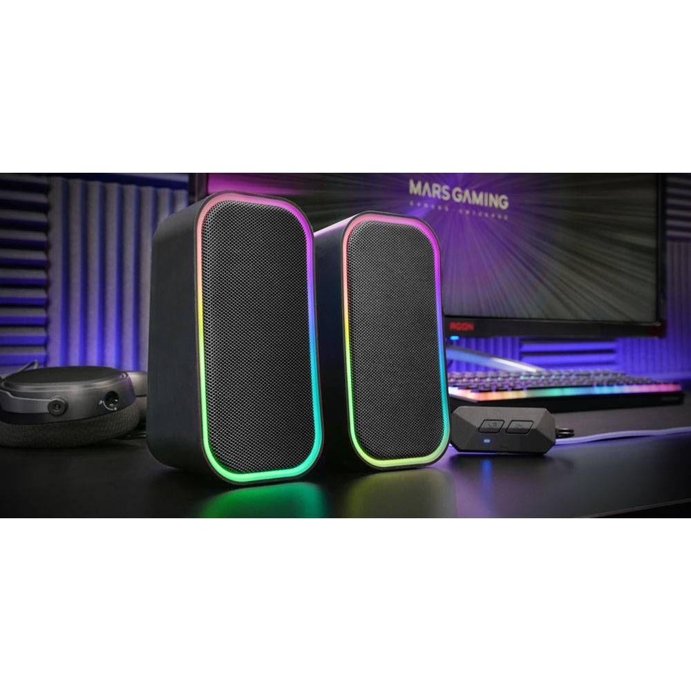 Colunas MARS GAMING MS-OM (Com fios e sem fios - 20 W - Estéreo 2.0 - Preto), miniatura 4