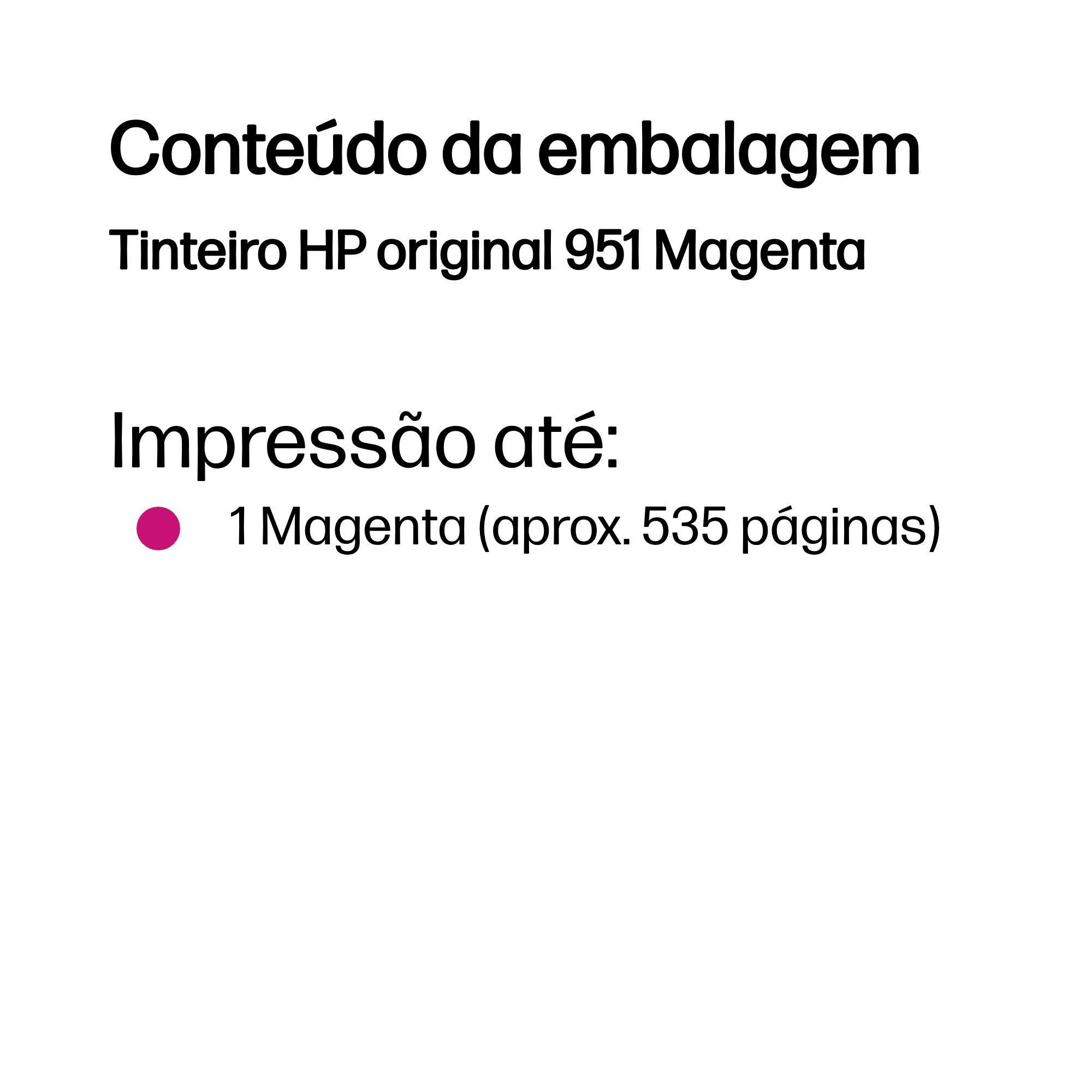 Tinteiro HP 951 (535 páginas - Magenta), miniatura 3