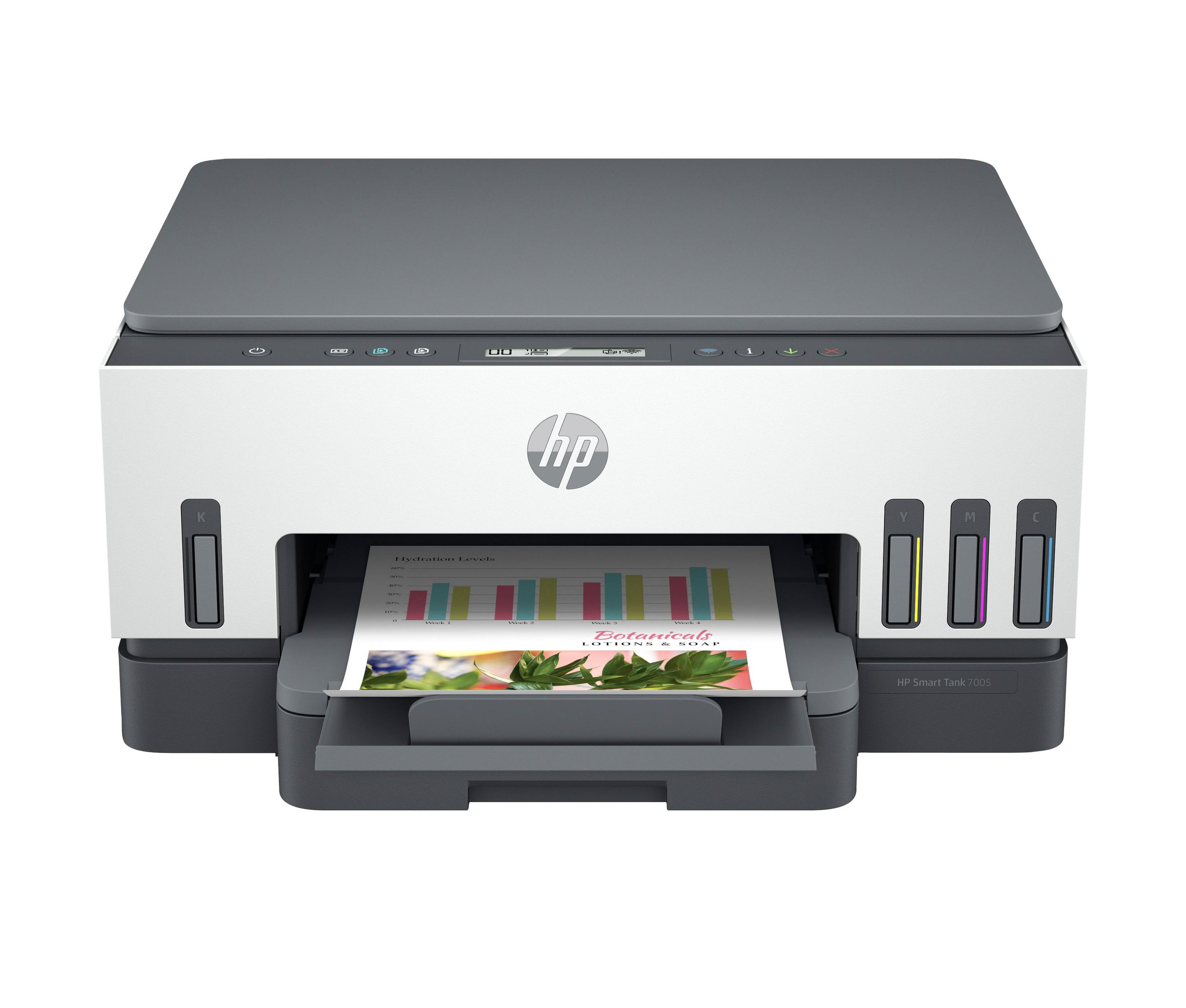 Impressora Multifunções HP Smart Tank 7008 (A4 - Impressão a cores - 250 folhas - Branco/Cinzento)