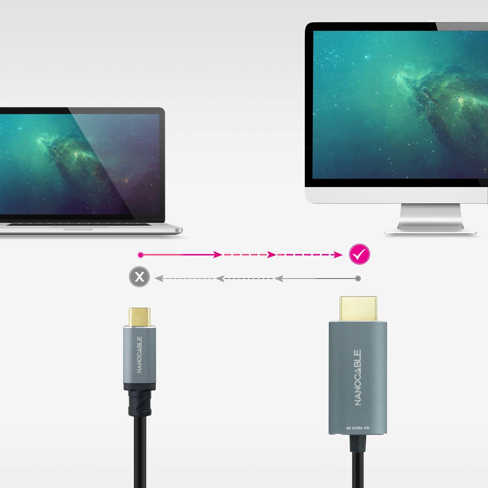 Cabo Conversor NANOCABLE 10.15.5162 (1,8 m - HDMI Type A - USB Type-C - Preto) — miniatura 4
