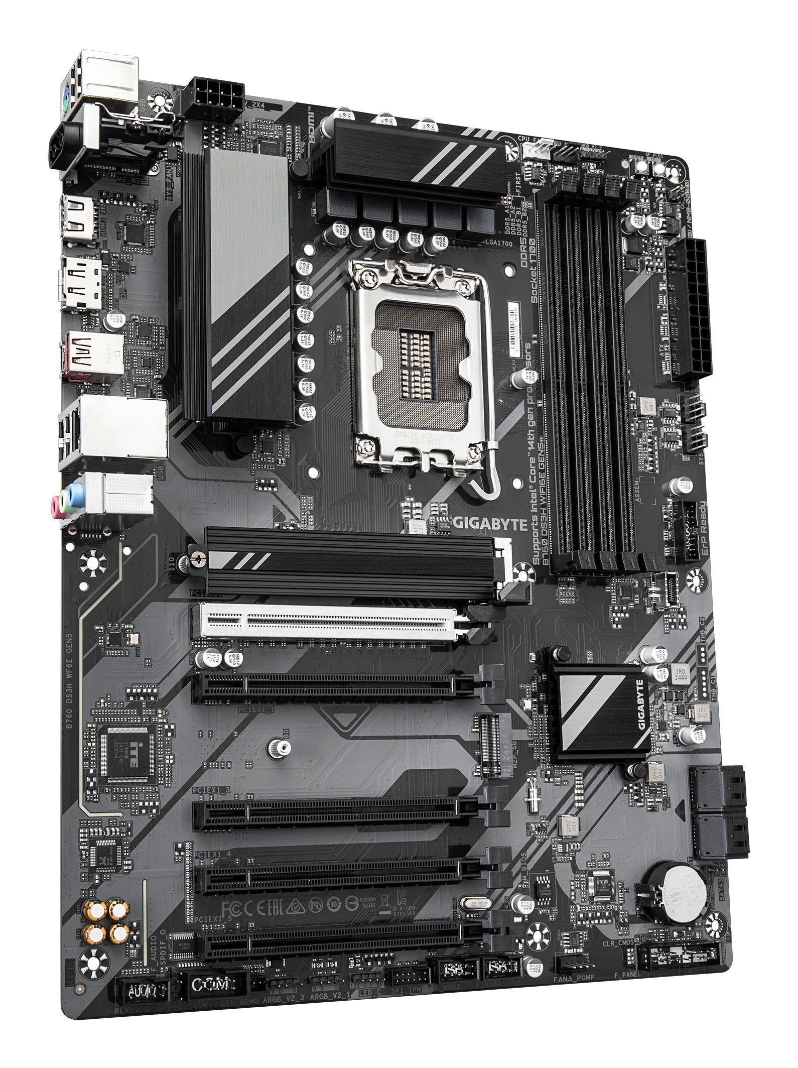 Motherboard GIGABYTE B760 DS3H WIFI6E GEN5 (LGA 1700 - ATX - Duplo canal - Castanho escuro), miniatura 3