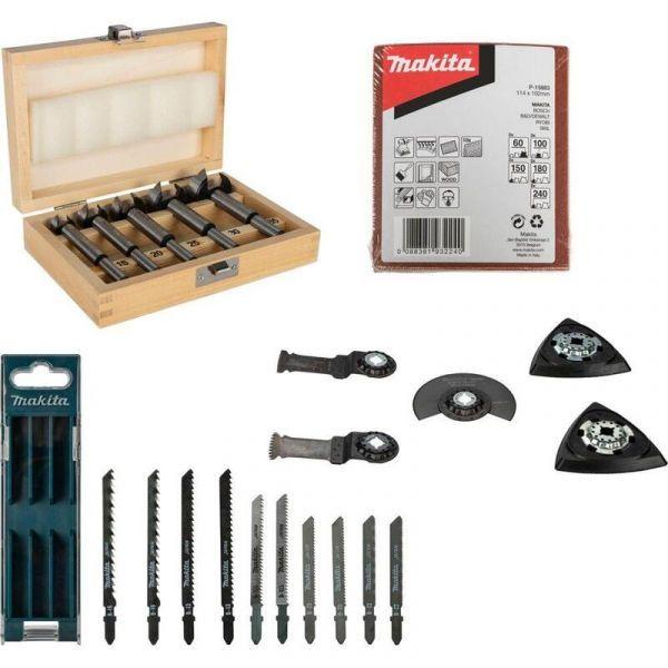 Conjunto de Ferramentas para Trabalhos em Madeira MAKITA P-84844 (Prateado)
