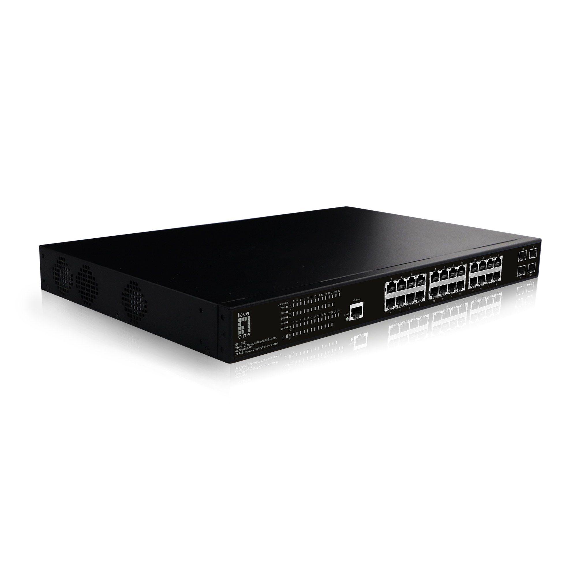 Switch Gerido LEVELONE GEP-2861 (Gigabit Ethernet - 10/100/1000 Mbit/s - 4 MB - Preto), miniatura 3
