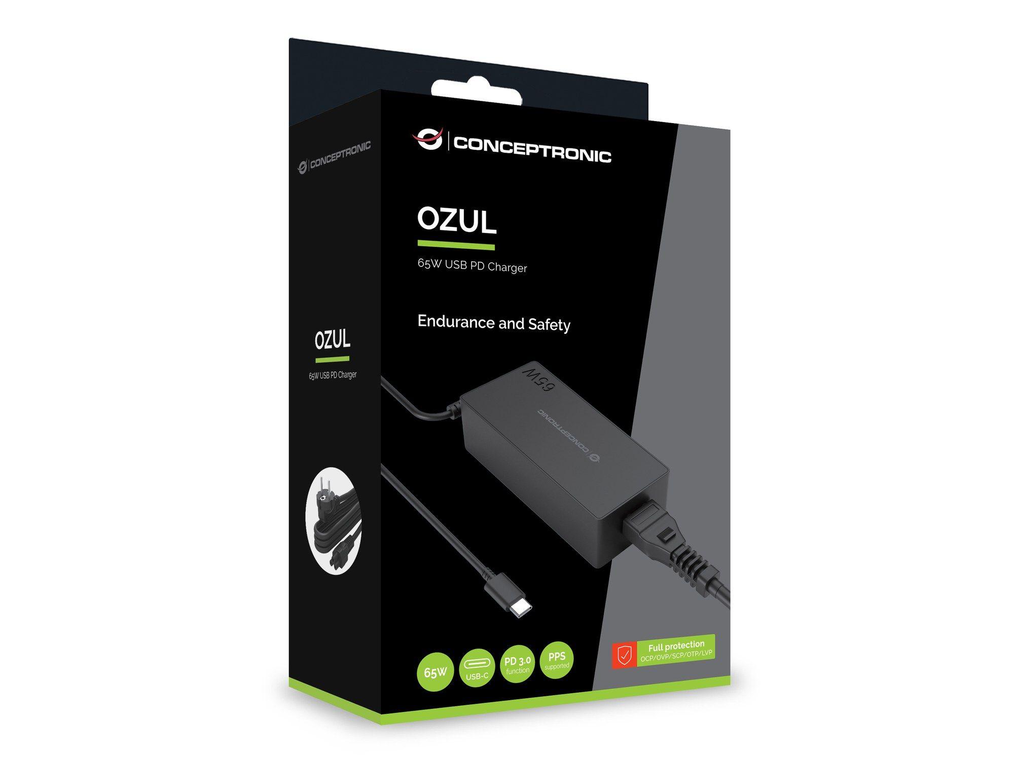 Carregador USB-C CONCEPTRONIC OZUL09BE (USB Type-C, AC - Universal - Preto), miniatura 3