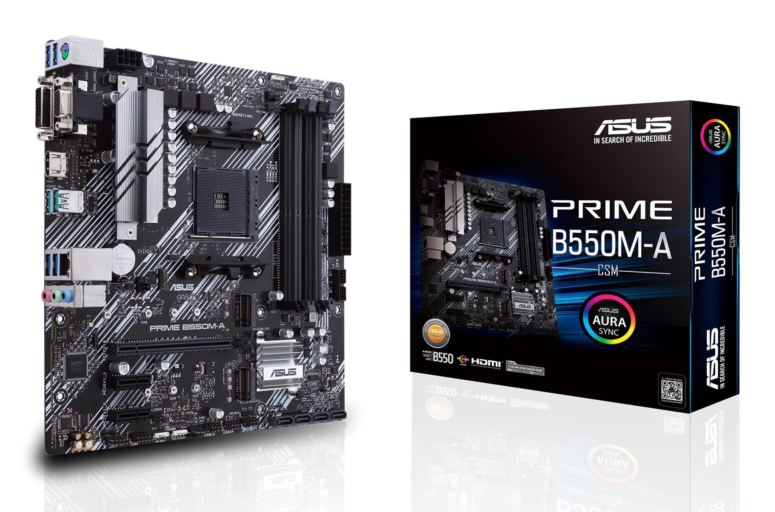 Motherboard ASUS Prime B550M-A/CSM (AM4 - AMD Ryzen 3000 Series - micro ATX - Preto e Prateado)