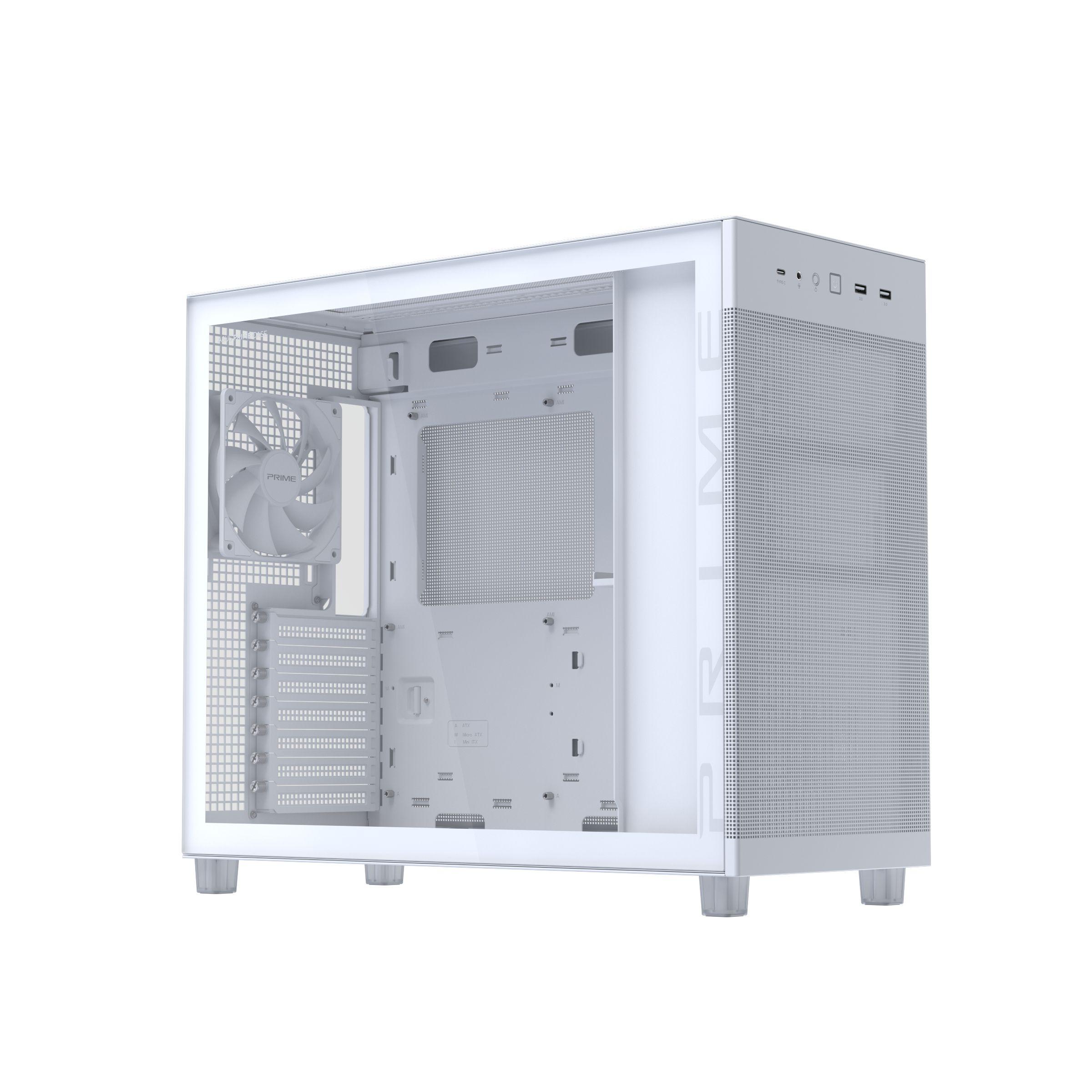 Caixa PC ASUS PRIME AP303 TG (micro ATX, Mini-ITX, ATX - Midi Tower - Metal - Branco) — miniatura 3