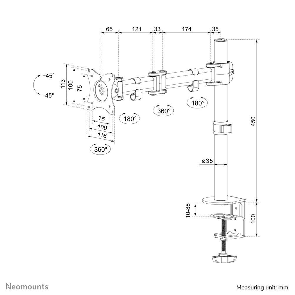Suporte de Monitor de Secretária NEOMOUNTS NM-D135WHITE (10"-30" - 8 kg - Branco), miniatura 8
