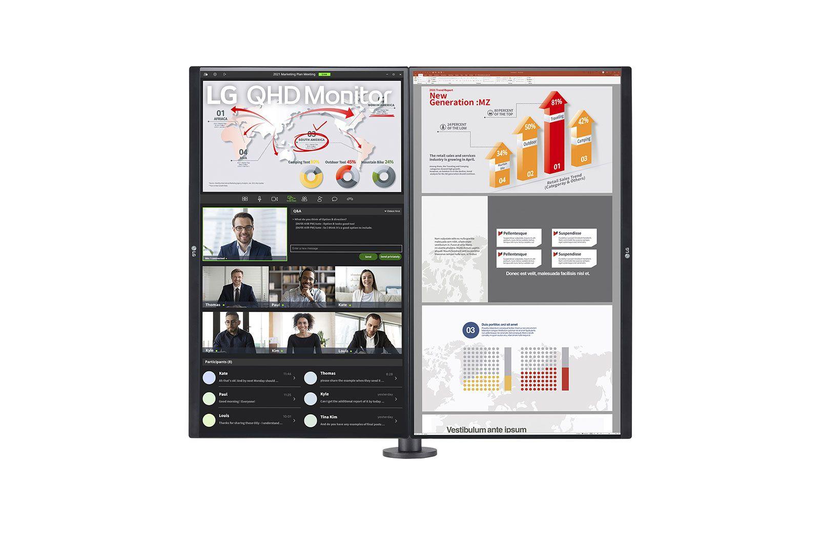 Monitor LG Ergo Dual 27QP88DP-BS (27" IPS QHD 75Hz - Preto) — miniatura 3
