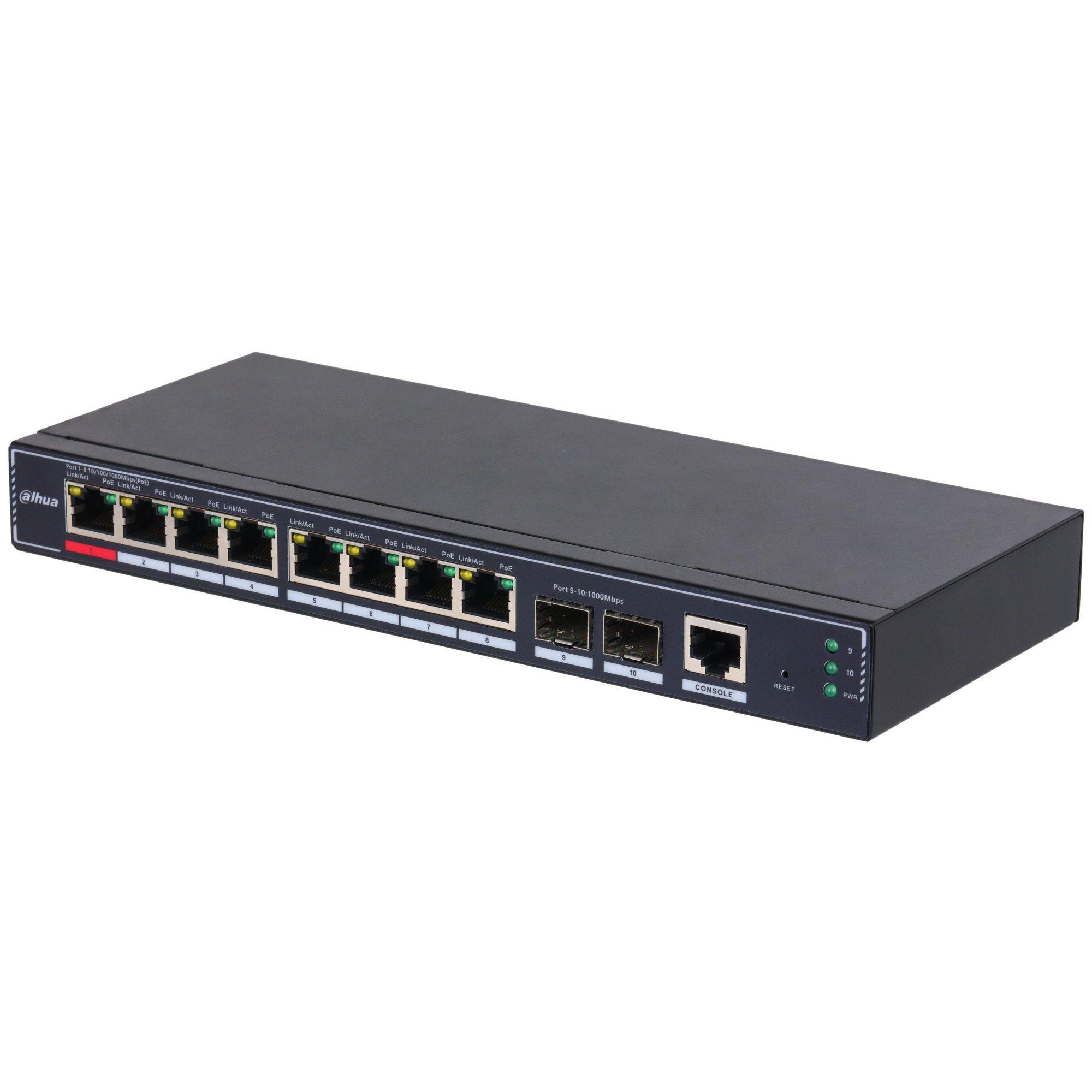 Switch Gerido DAHUA DH-SG4010P-2F (Gigabit Ethernet - 10/100/1000 Mbit/s - 4,1 MB - Preto)