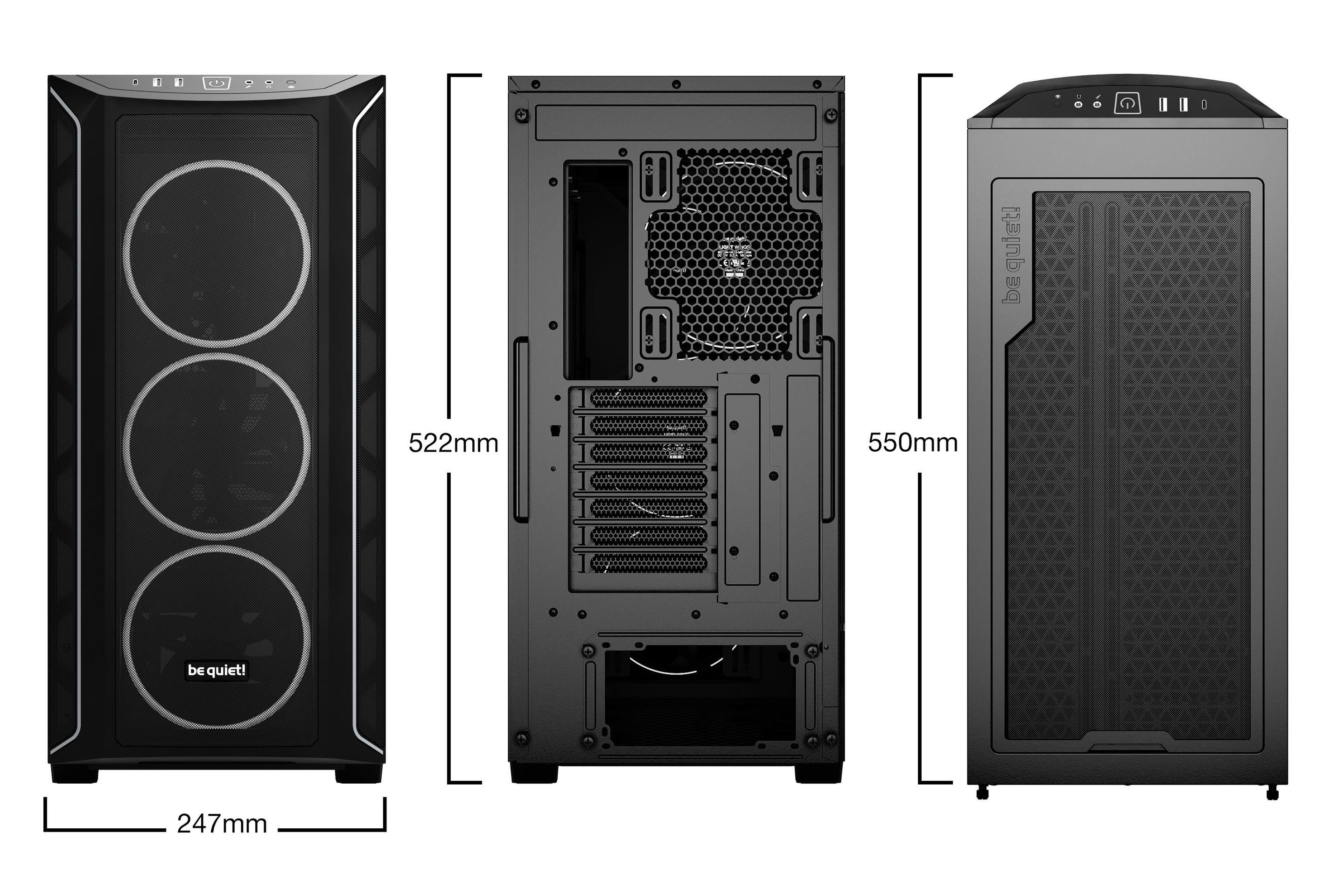 Caixa PC BE QUIET! Shadow Base 800 FX (Midi Tower - EATX, Mini-ITX, ATX, micro-ATX - 18 cm - Preto) — miniatura 2