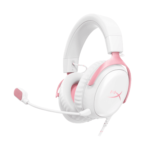 Headset Gaming HYPERX Cloud III (Headset Gaming - 53 mm - Branco-Rosa)