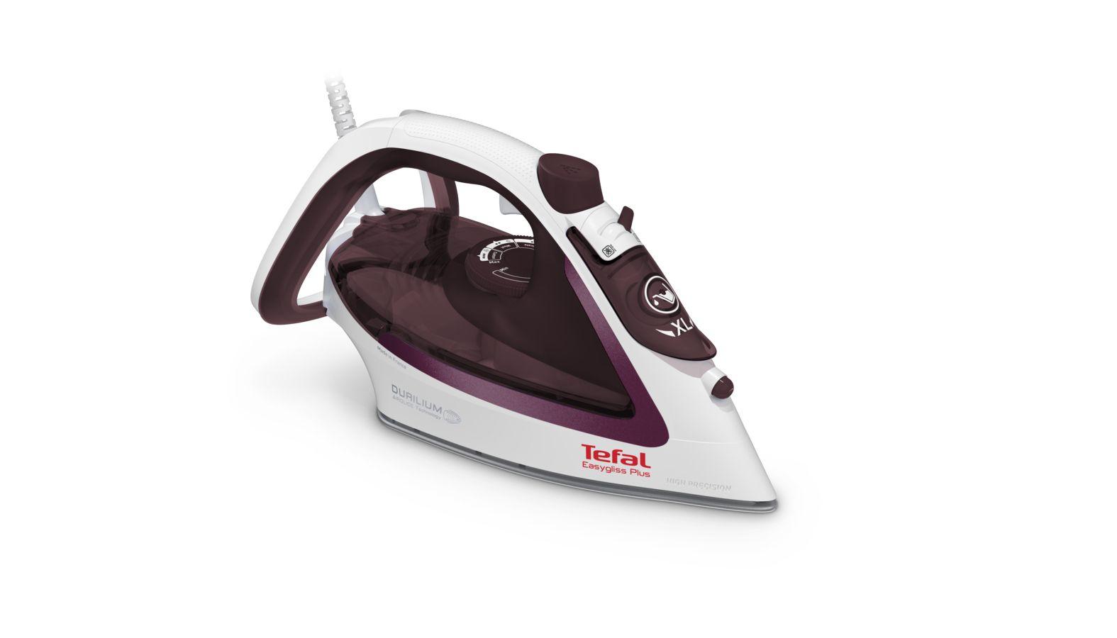 Ferro de Engomar TEFAL Easygliss Plus FV5714 (2400 W - 0,27 l - Base em Durilium - Bordô e Branco)