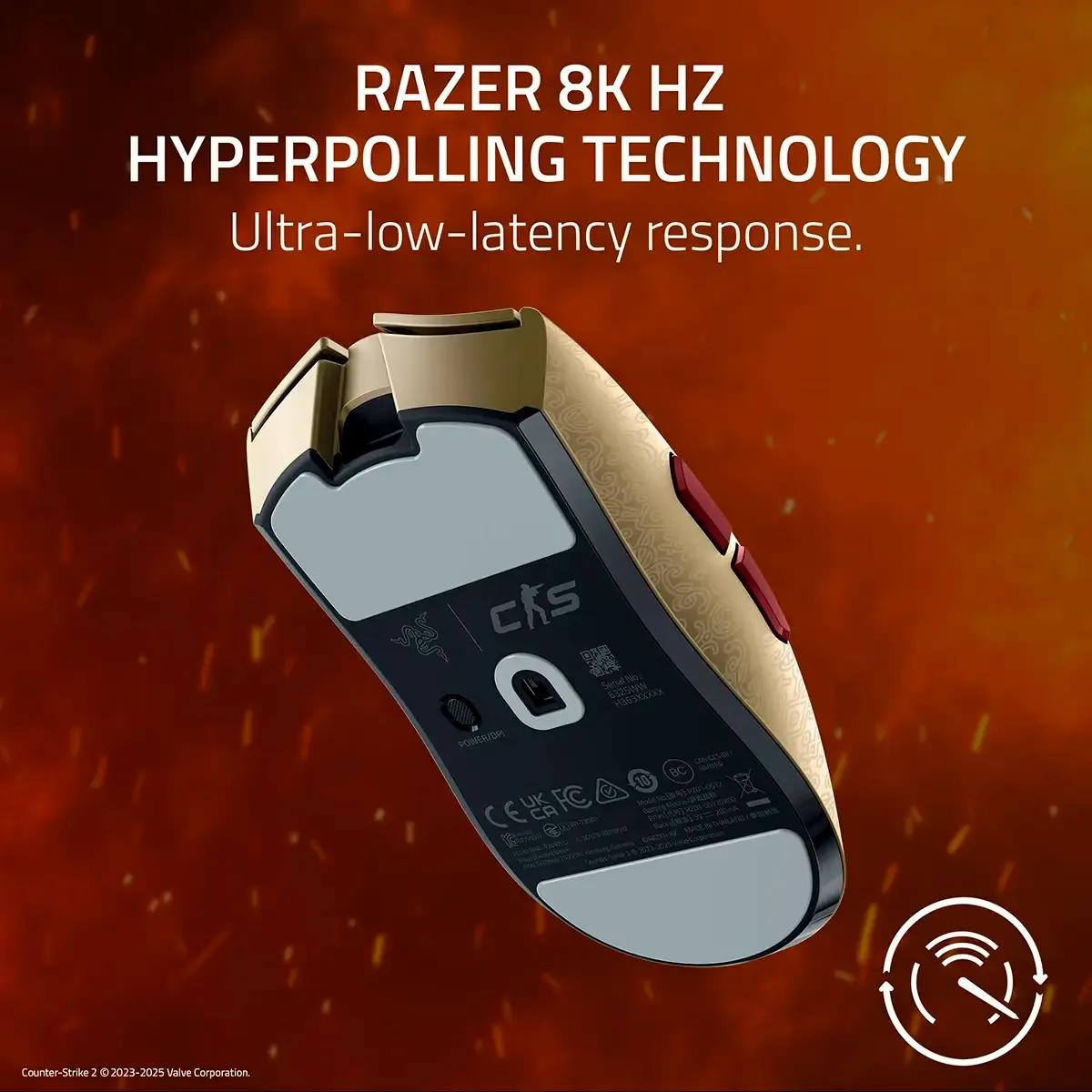 Rato RAZER Viper V3 Pro Counter-Strike 2 Edition (Mão direita - 35000 DPI - Ótico - Dourado e Amarelo) — miniatura 6