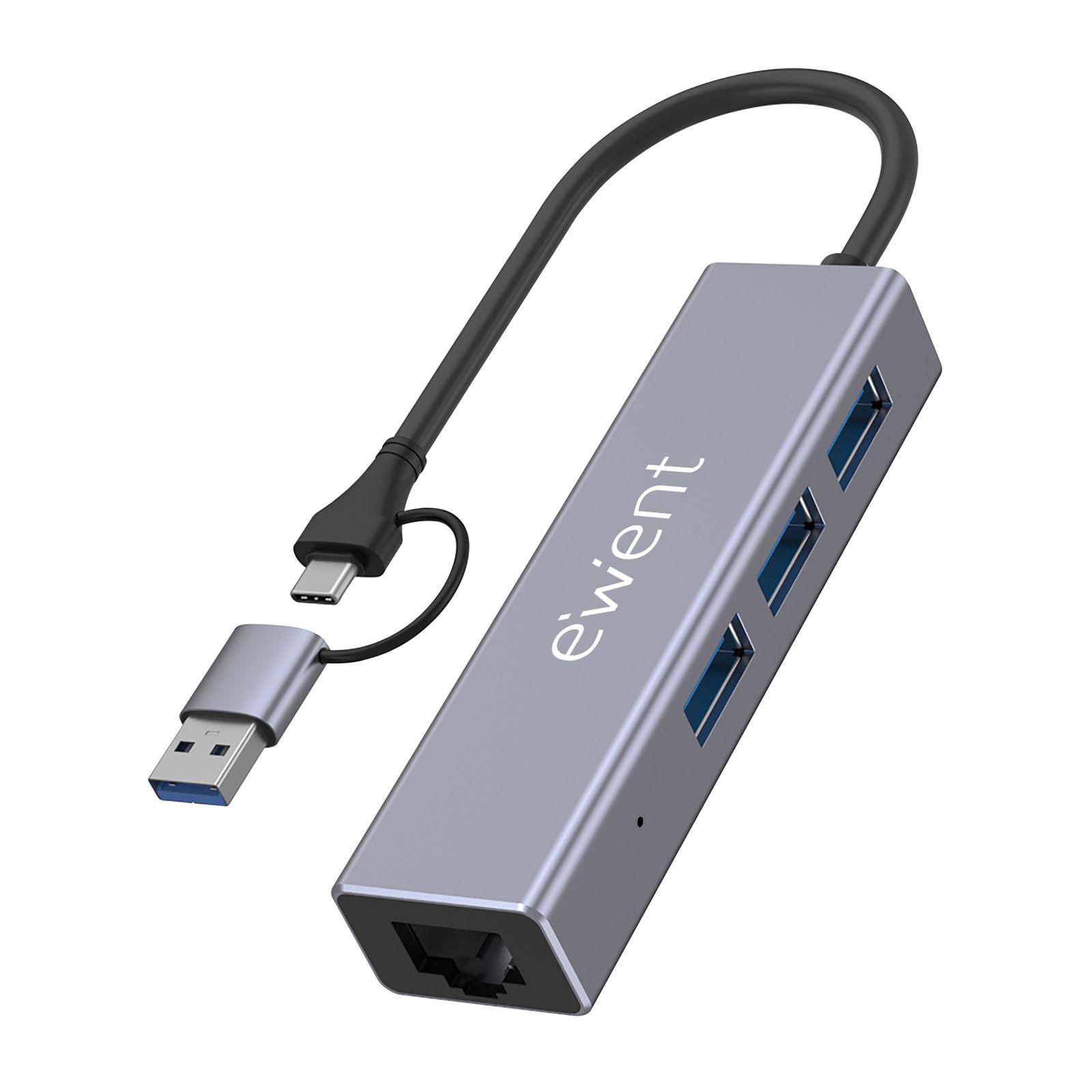 Hub USB EWENT EW1159 (0,15 m - Cinzento)