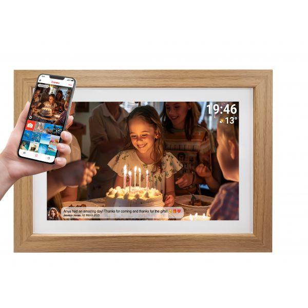Moldura Digital DENVER Frameo PFF-1543LW (1920 x 1080 pixels - Wi-Fi - Castanho claro)
