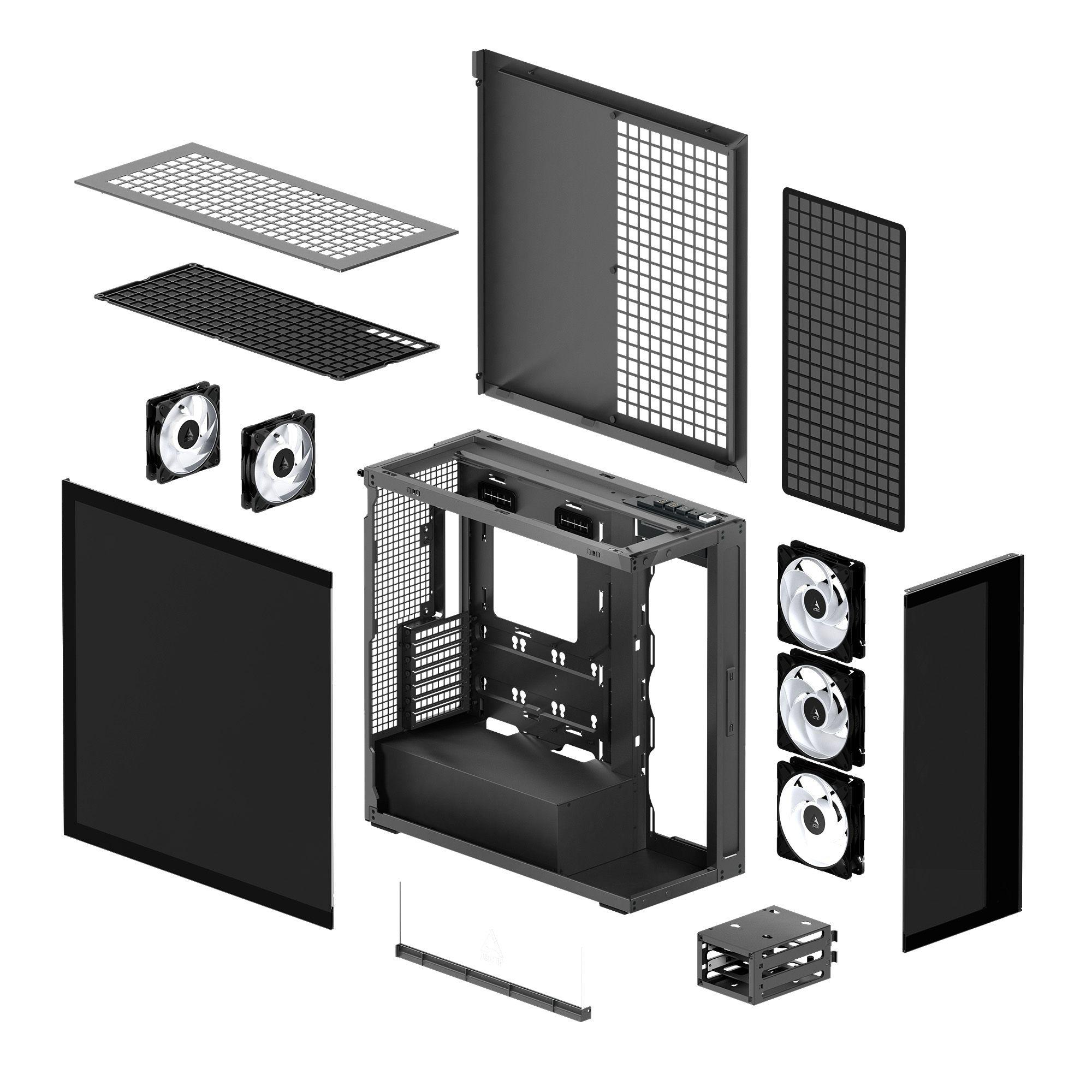 Caixa PC ARCTIC Xtender (EATX, ATX, micro-ATX, Mini-ITX - Midi Tower - Metal, Vidro temperado - Preto) — miniatura 8
