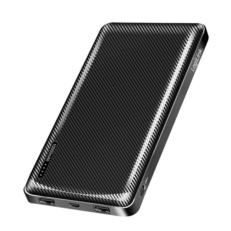 Bateria Externa LOGILINK PA0316 (10000 mAh - 12 W - Micro-USB + USB Type-C - Preto)